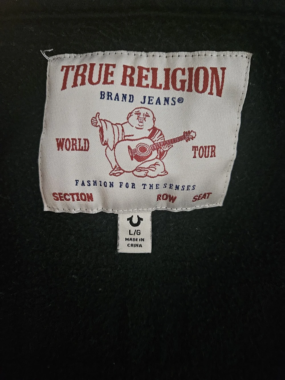 True Religion Big T Zip Up Hoodie Black Buddha World Tour Men's L